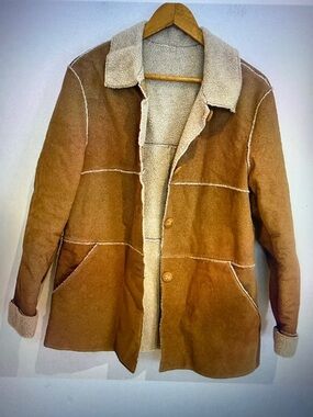 Ricki's Women Brown Suede Ranch Leather Button Down Coat Jacket Size L